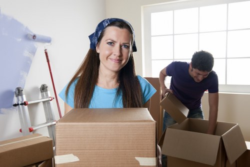 Efficient office removals in Waterloo with labeled boxes and organized move-in setup