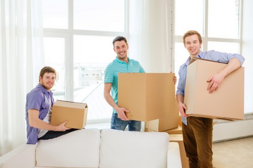 Packed boxes and furniture prepared for extended storage